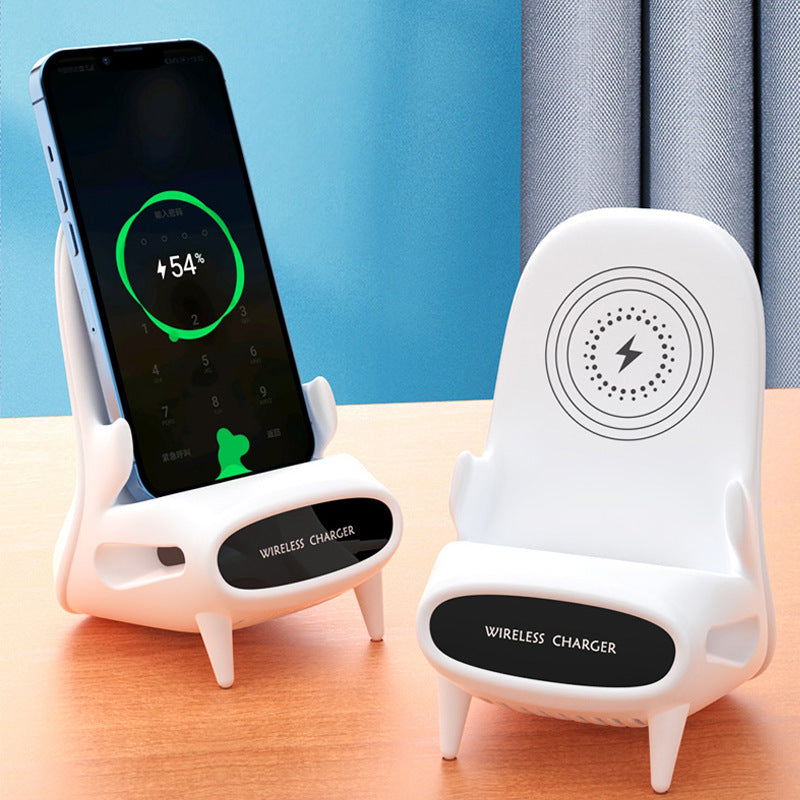 "Mini Chair Wireless Charger Desk Phone Holder - 10W Fast Charge"