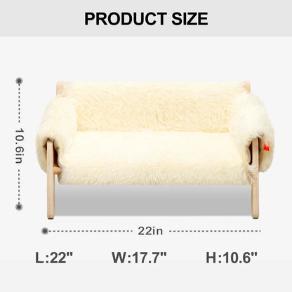 Fluffy Heaven: Deluxe Wooden Bed for Spoiled Cats and Tiny Doggos - A Purrfect Sofa for Your Fur Babies!