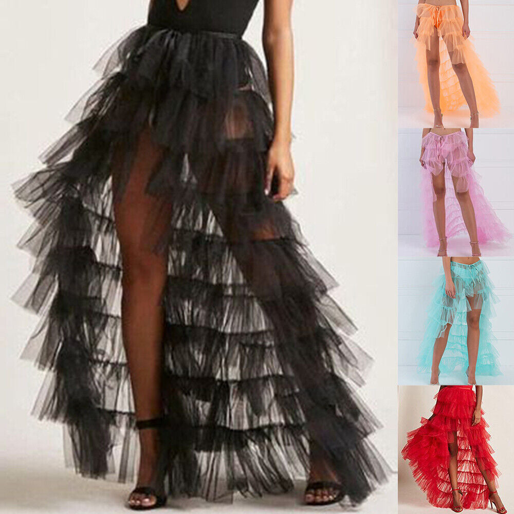 Sheer Mesh Tulle Tutu Pleated Maxi Dress - Perfect for Parties and Beach Cover-ups!