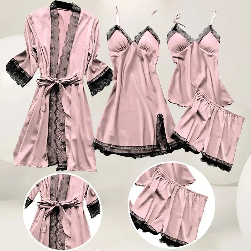 Luxurious Silk Lace Nightwear Set for Women