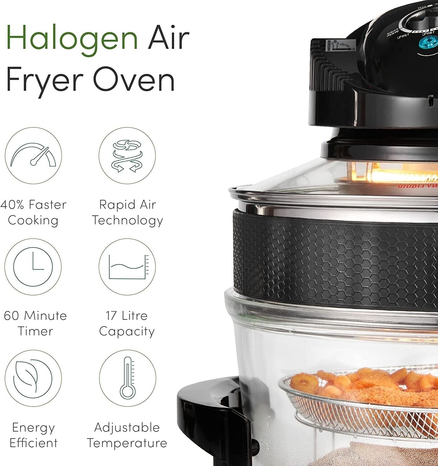 "Emperial 17L Halogen Convection Oven Cooker Air Fryer - Black"