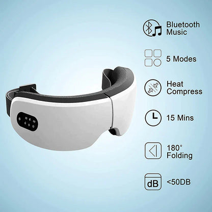 "Smart Eye Massager: 4D Vibration, Heat, Bluetooth - Say Goodbye to Tired Eyes and Dark Circles!"