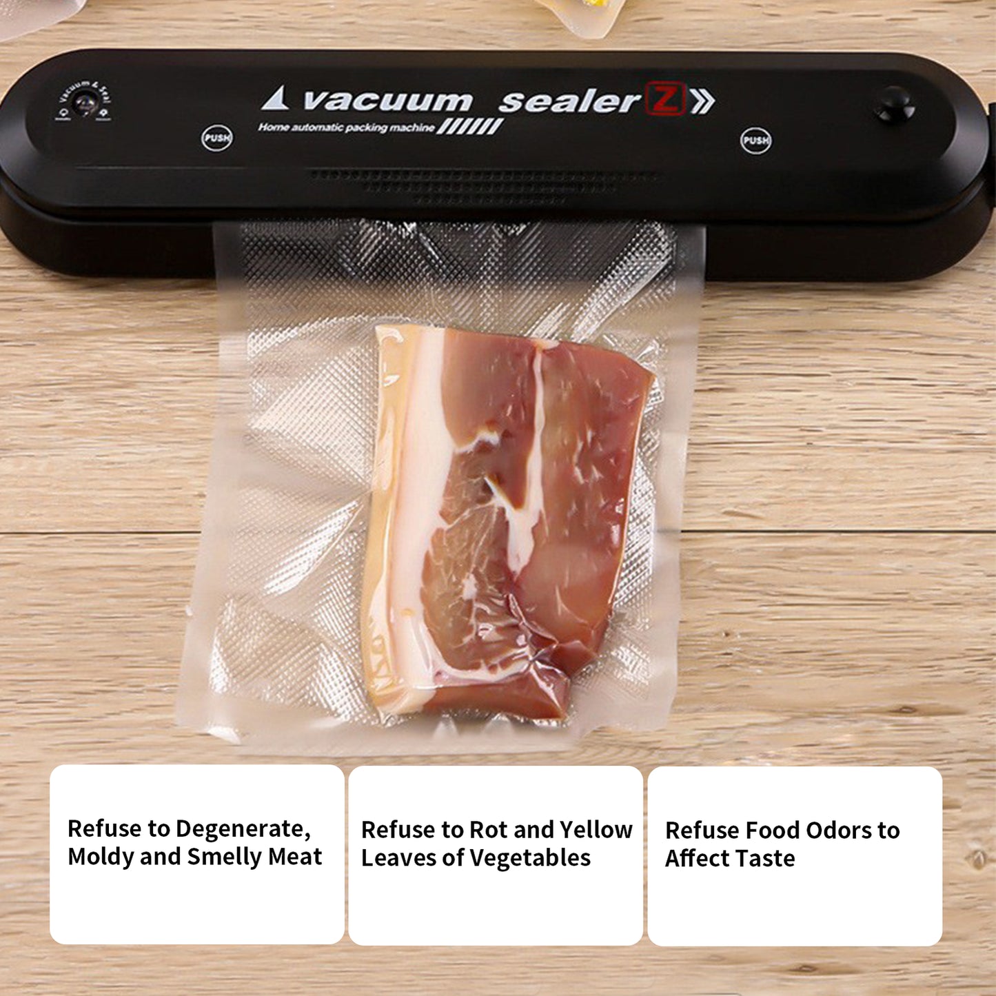 "Automatic Vacuum Food Sealer with 60 Bags Included"