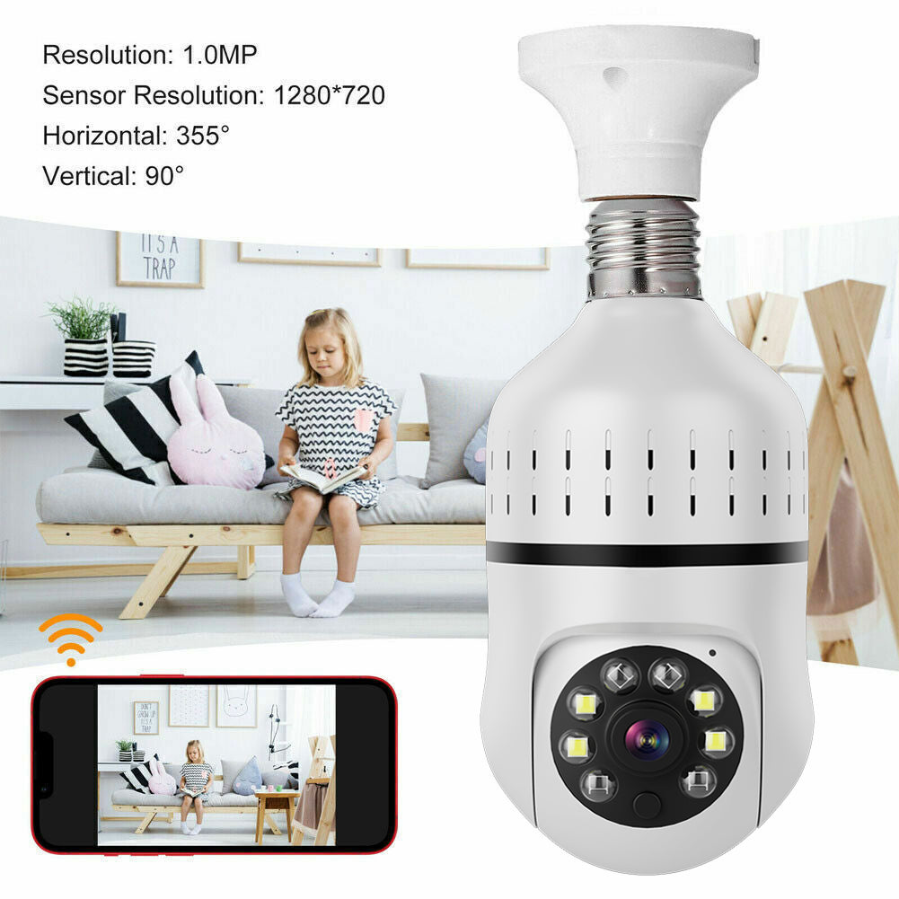 "Smart Home Security Camera Light Bulb with 1080P HD, Wi-Fi, and Night Vision"