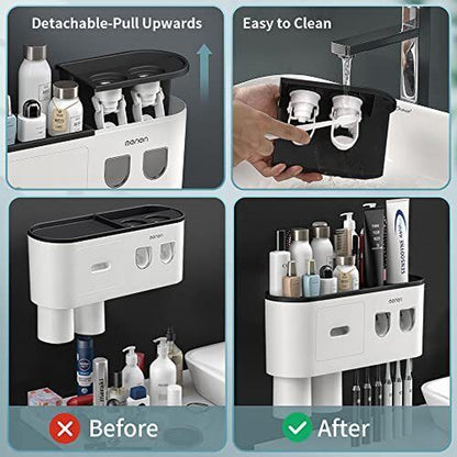 "Double Toothbrush Holder - Wall Mounted Organizer"