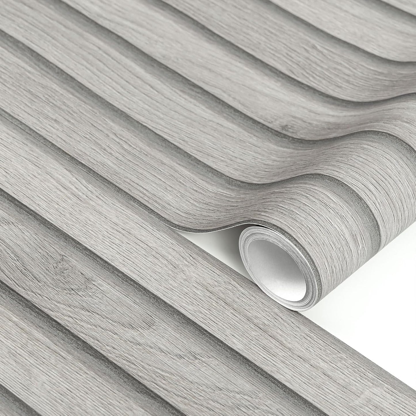 Light Grey 3D Wood Panel Wallpaper - Self Adhesive Vinyl Wrap, Waterproof Peel and Stick Wall Covering for Living Room - 40cmx3m