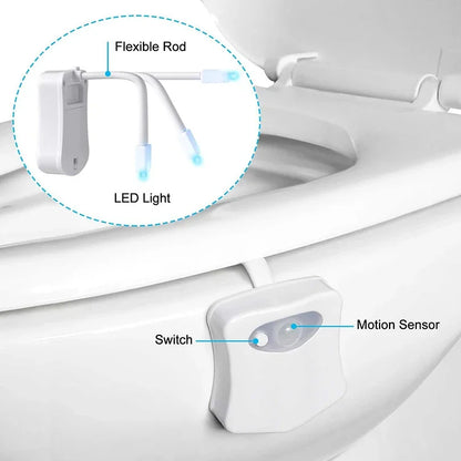 "Smart Motion Sensor Toilet Night Light - 16/8 Color Waterproof Backlight for Bathroom Bowl"