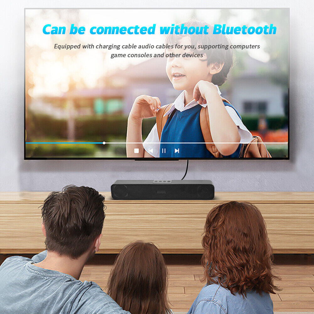 "Immerse Yourself with 3D Sound: Wireless Bluetooth 5.0 TV Soundbar Speaker with Subwoofer in Sleek Black Design"