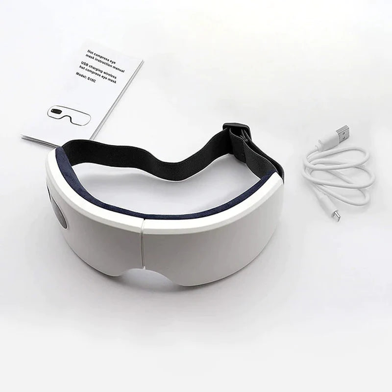 "Smart Eye Massager: 4D Vibration, Heat, Bluetooth - Say Goodbye to Tired Eyes and Dark Circles!"