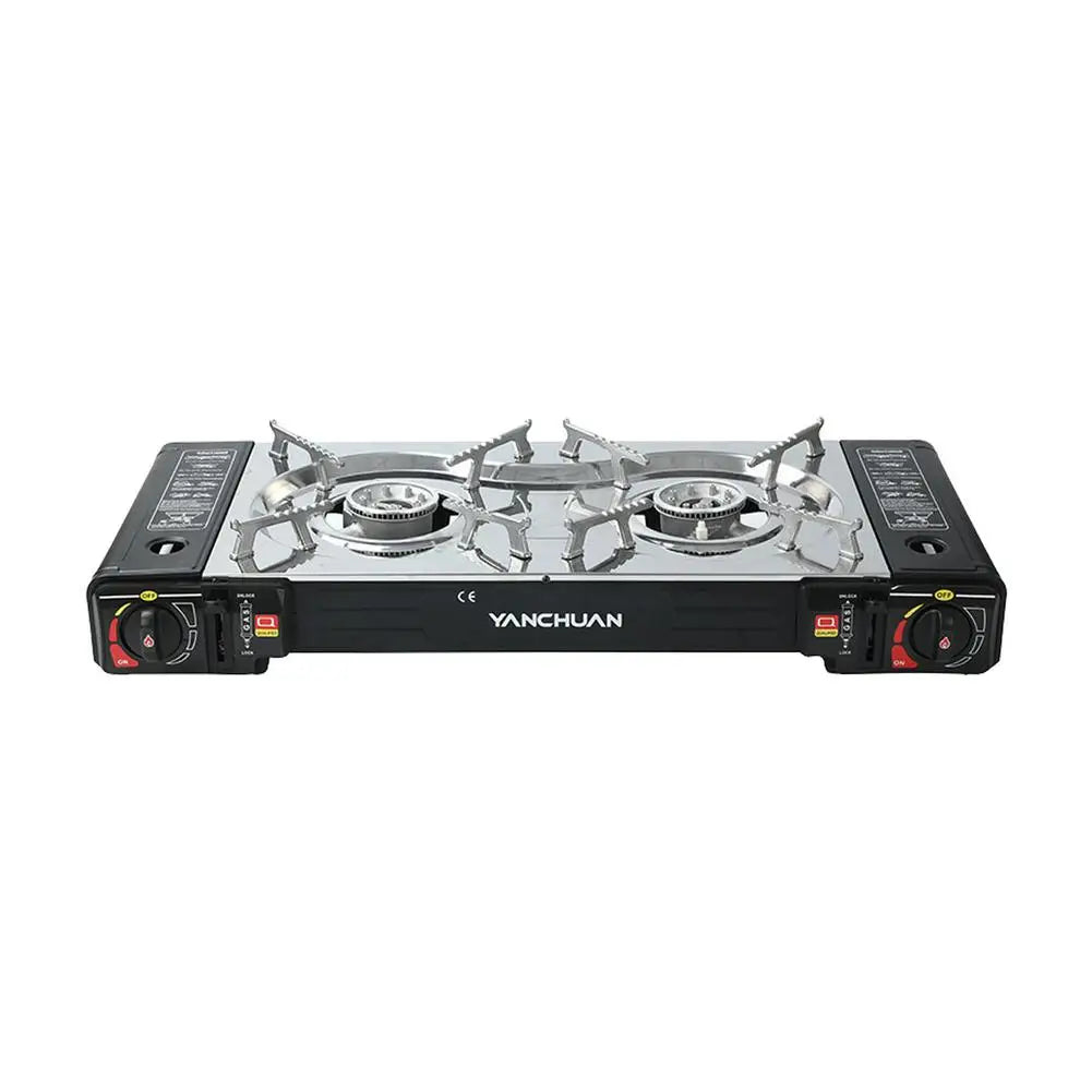 "Double Burner Portable Gas Camping Stove - Cook Anywhere Outdoors!"