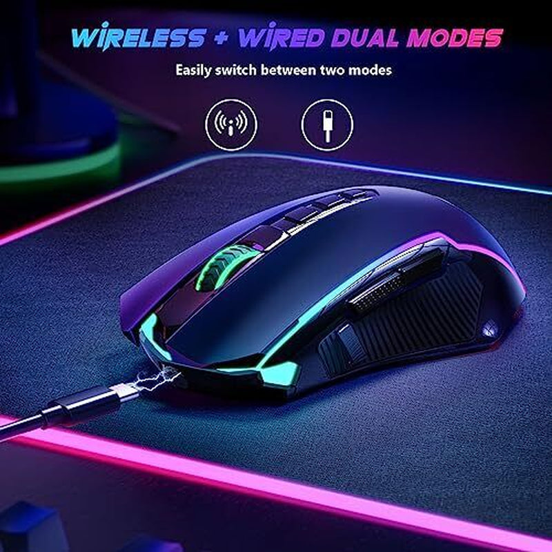 "Ultimate Wireless Gaming Mouse with 9 Programmable Buttons and RGB Lighting"