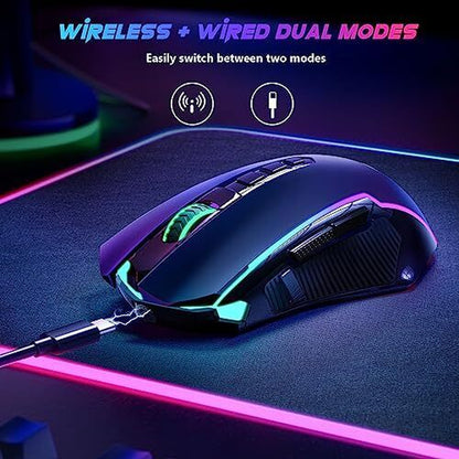 "Ultimate Wireless Gaming Mouse with 9 Programmable Buttons and RGB Lighting"