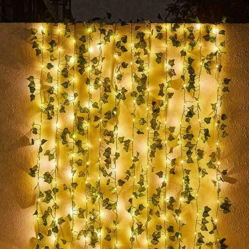 "Luminous Ivy Garland: Faux Greenery with LED Lights for Hanging Decor"