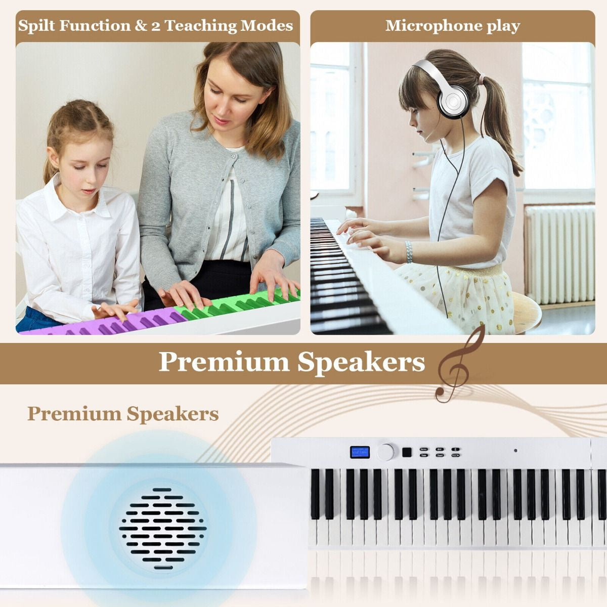 "Portable 88-Key Full-Size Digital Piano Keyboard with MIDI Connectivity"