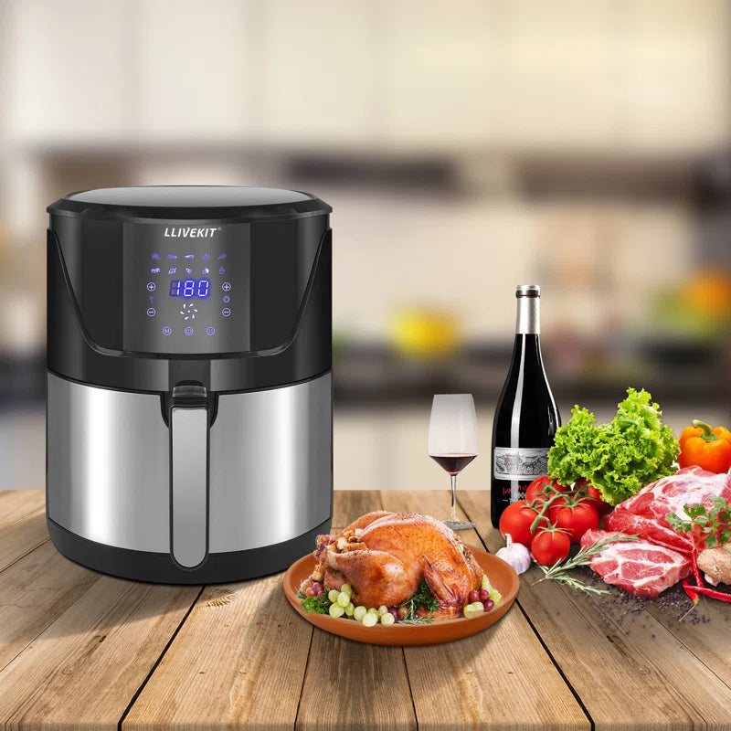 "Family-Sized 5L Air Fryer with Digital Touchscreen - Healthy Cooking with 10 Presets & Removable Basket"