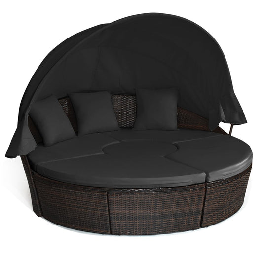 "Luxurious Round Outdoor Wicker Daybed Set for Your Patio"