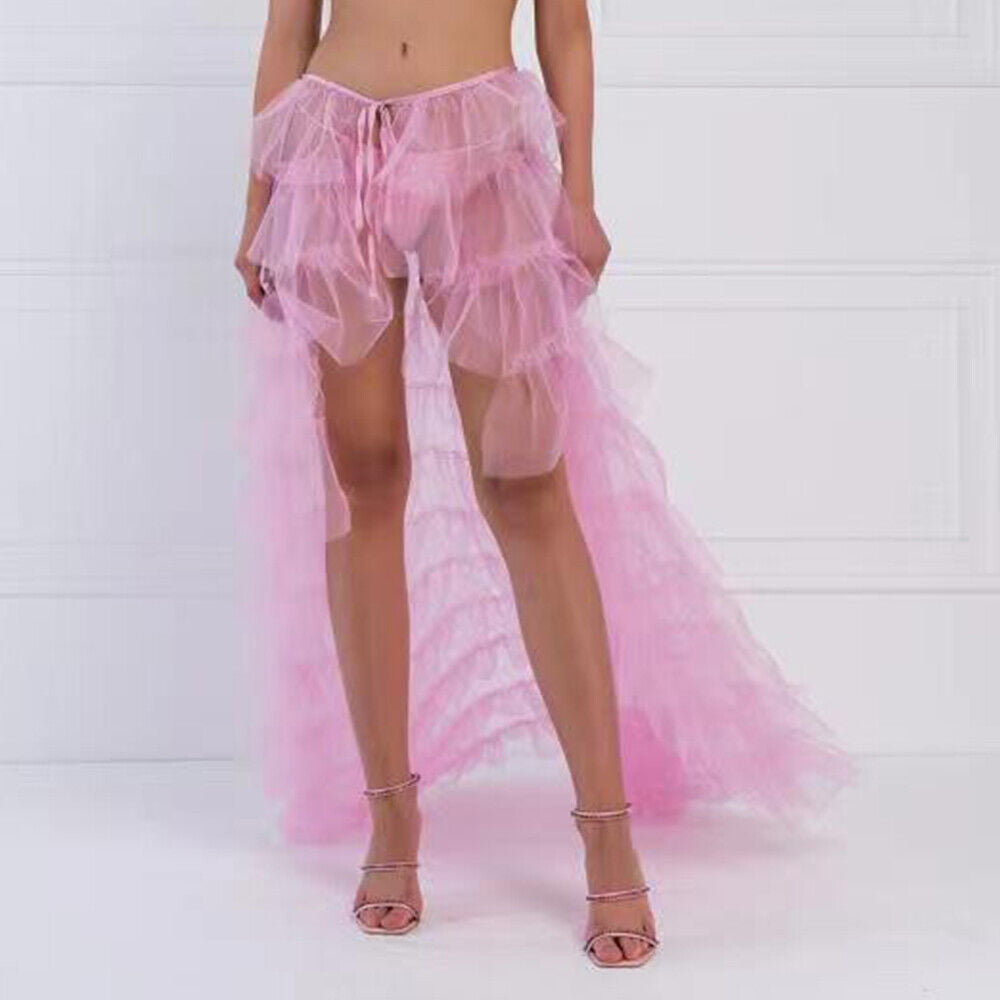 Sheer Mesh Tulle Tutu Pleated Maxi Dress - Perfect for Parties and Beach Cover-ups!