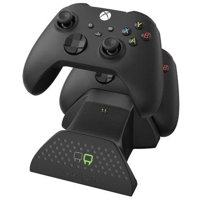 "Black Dual Charging Dock with Rechargeable Battery Packs for Xbox Series X/S"