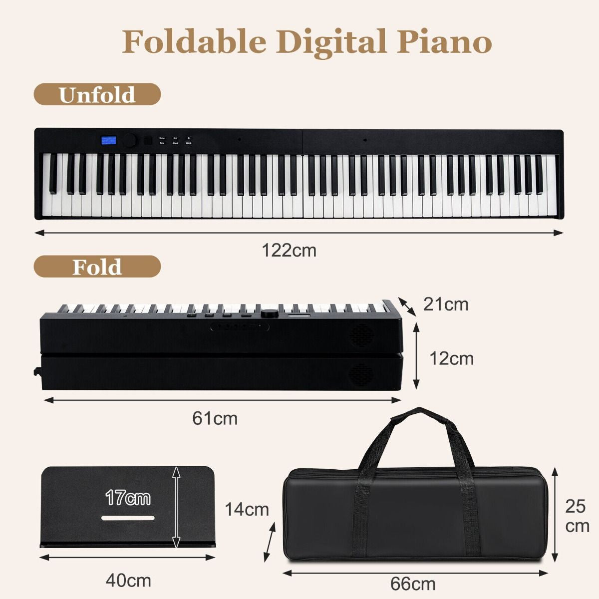 "Portable 88-Key Full-Size Digital Piano Keyboard with MIDI Connectivity"