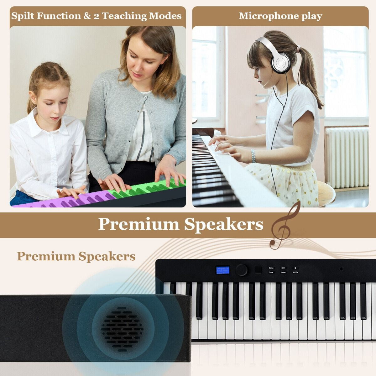 "Portable 88-Key Full-Size Digital Piano Keyboard with MIDI Connectivity"