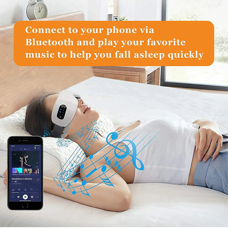 "Smart Eye Massager: 4D Vibration, Heat, Bluetooth - Say Goodbye to Tired Eyes and Dark Circles!"