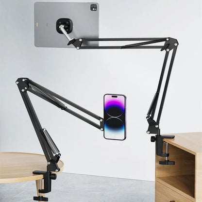 "Magnetic Phone and Tablet Mount - Versatile Metal Arm Stand for Bed or Desk"