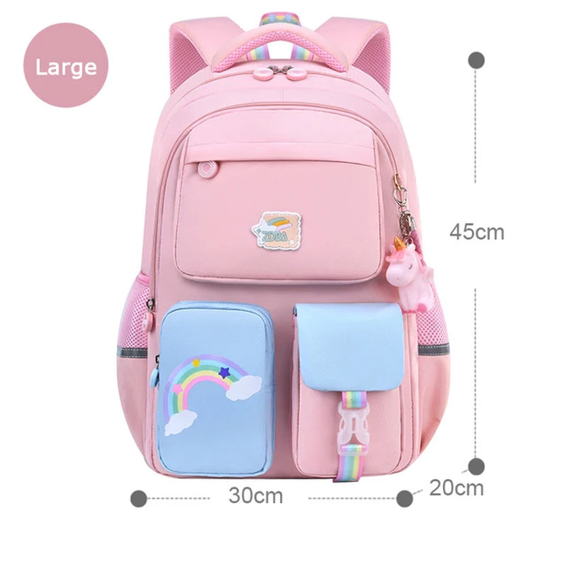 Korean Fashion Rainbow Shoulder Strap School Bag for Teenagers Girls Children'S Waterproof Backpacks Kids Schoolbags Mochilas