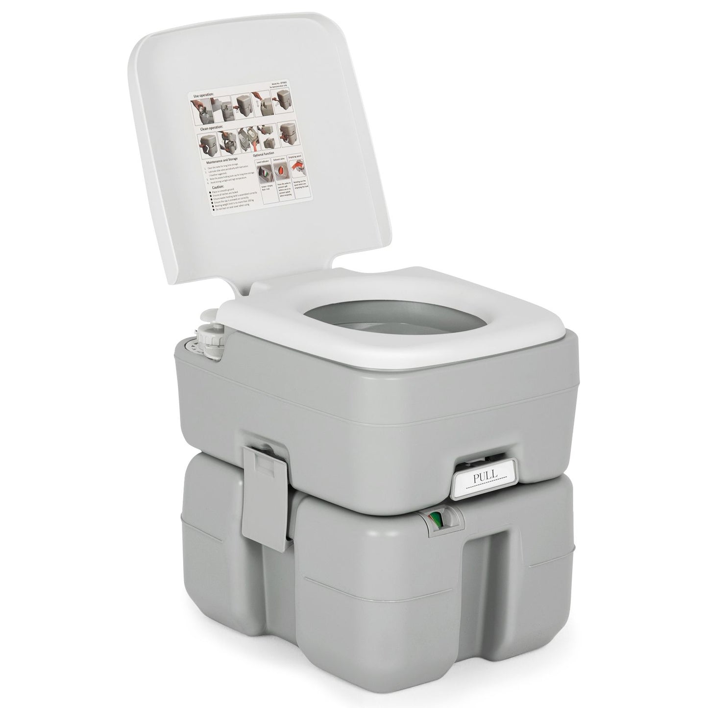 "Portable Flushable Camping Toilet with 20L Waste Tank"