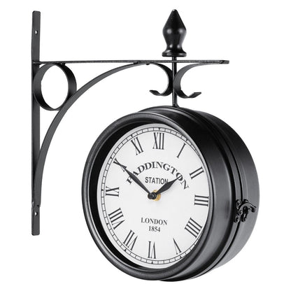 "Rustic Double-Sided Wall Clock - Perfect for Indoor and Outdoor Décor"