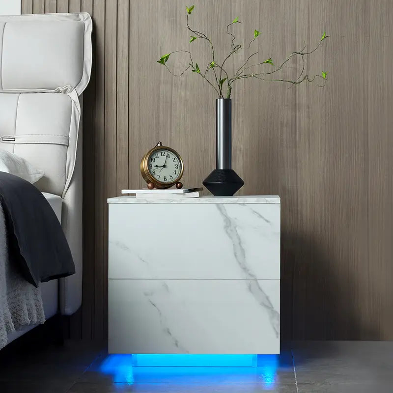 "Modern LED Bedside Table with Drawers - Perfect for Bedroom and Living Room Decor!"