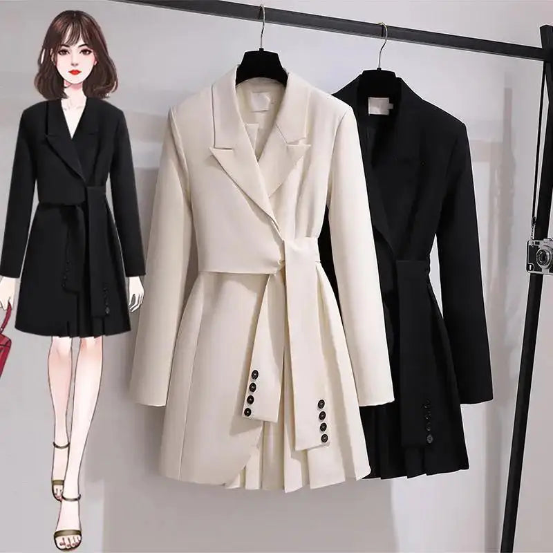 "Vintage Chic Belted Trench Coat Dress - Spring/Autumn 2023 Collection"