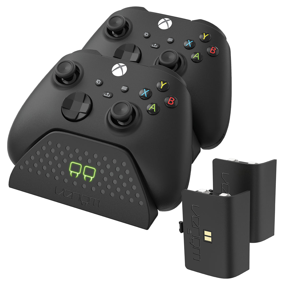 "Black Dual Charging Dock with Rechargeable Battery Packs for Xbox Series X/S"