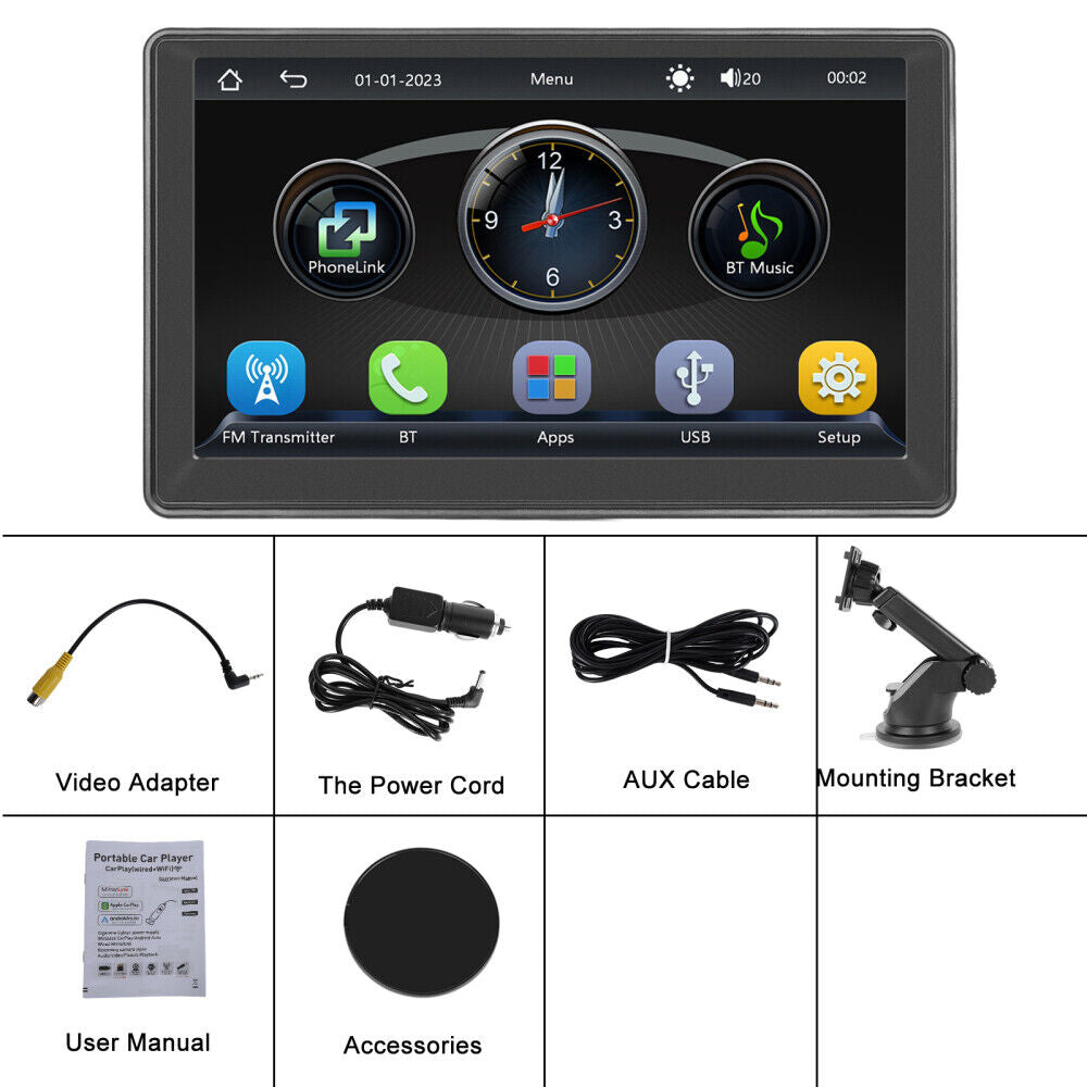 "7" Wireless Apple Carplay Android Auto GPS Car Stereo"