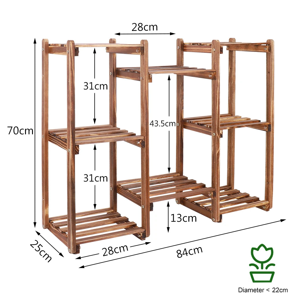 "8-Tier Wooden Plant Stand for Indoor and Outdoor Greenery Display"