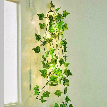 "Luminous Ivy Garland: Faux Greenery with LED Lights for Hanging Decor"