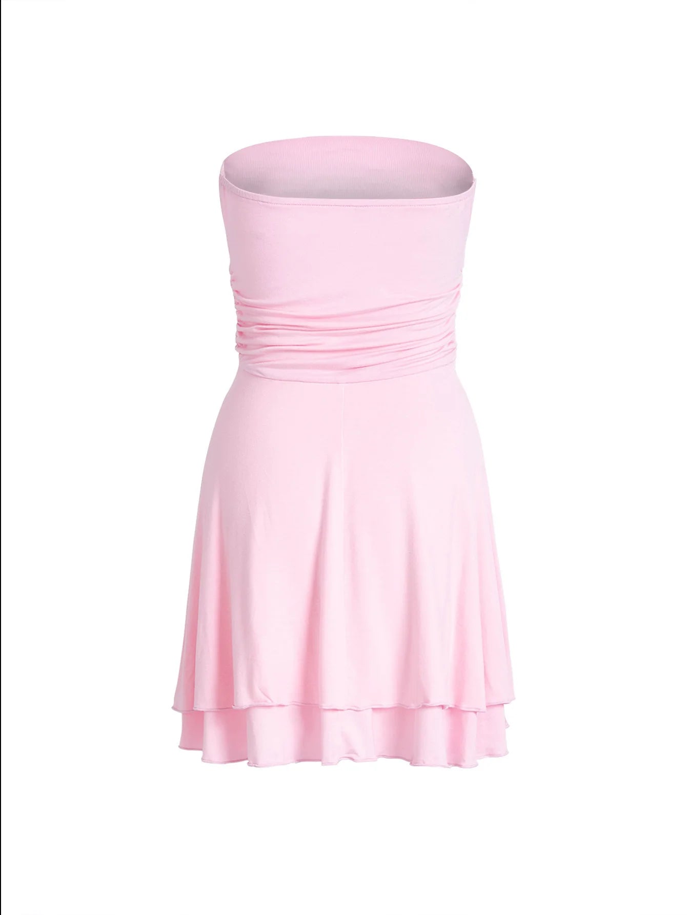 "Y2K Summer Sexy Tube-Top Dress: Flirty Pleated Mini for Women"