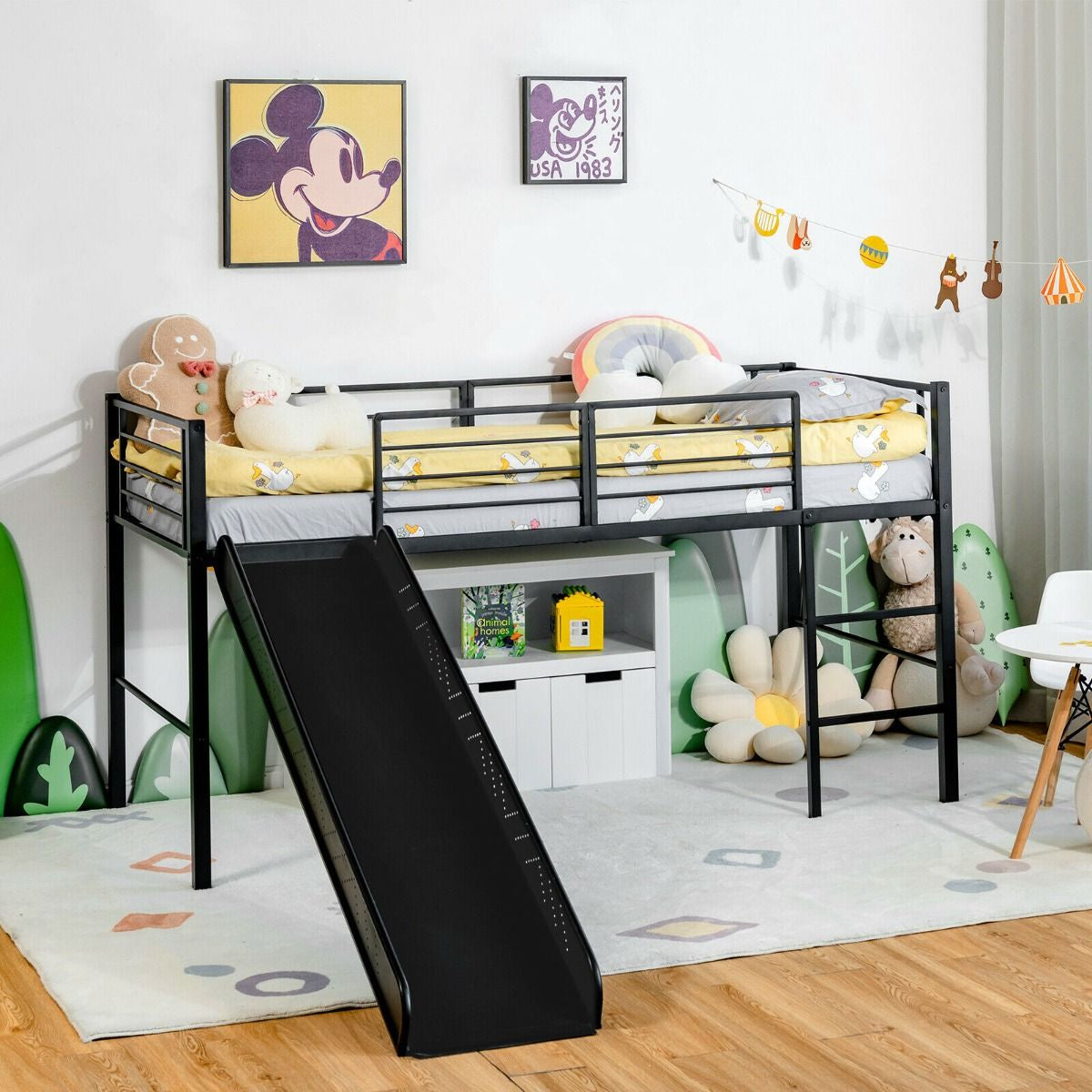 "Cozy Loft Bed with Slide, Stairs, and Safety Guardrails for Kids"