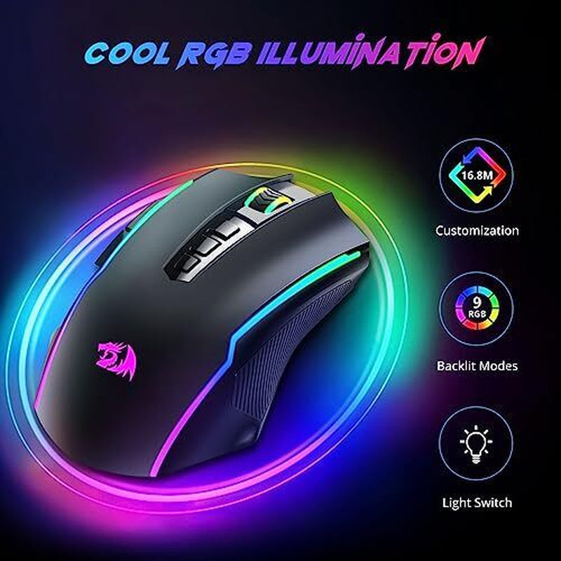 "Ultimate Wireless Gaming Mouse with 9 Programmable Buttons and RGB Lighting"