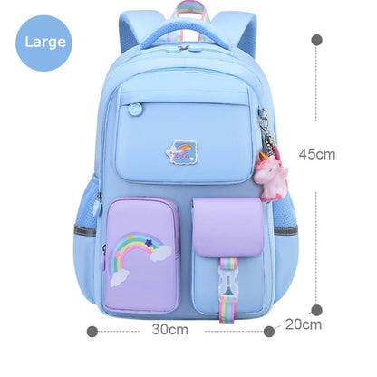 Korean Fashion Rainbow Shoulder Strap School Bag for Teenagers Girls Children'S Waterproof Backpacks Kids Schoolbags Mochilas