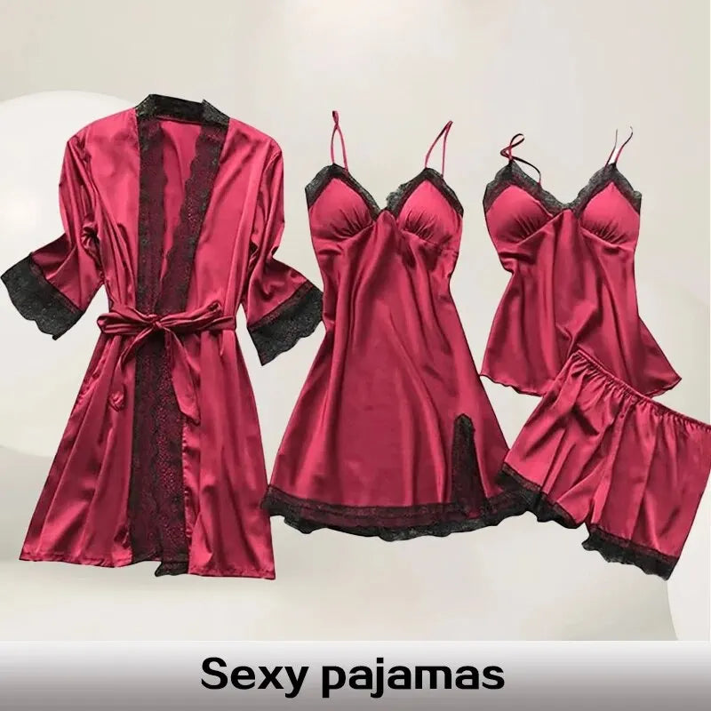 Luxurious Silk Lace Nightwear Set for Women