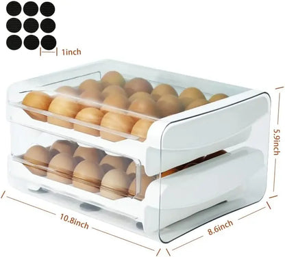 "Clear 2-Layer Egg Holder for Refrigerator - Keep Your Eggs Fresh and Organized!"