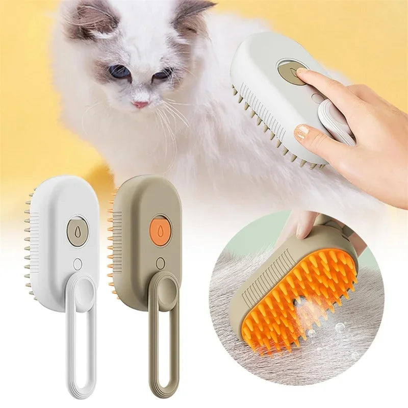 "The Ultimate Cat Spa Experience: 3-in-1 Steam Brush for Purr-fectly Groomed and Relaxed Cats!"