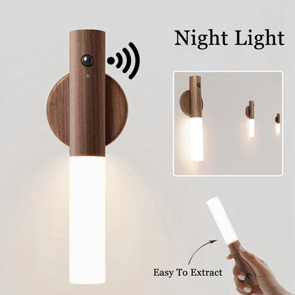 "Motion-Activated USB Rechargeable LED Night Light with Magnetic Base"