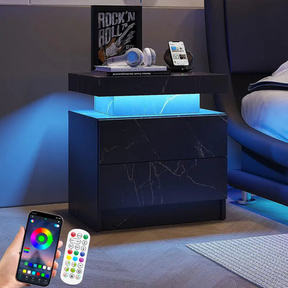 "Modern LED Bedside Table with Drawers - Perfect for Bedroom and Living Room Decor!"