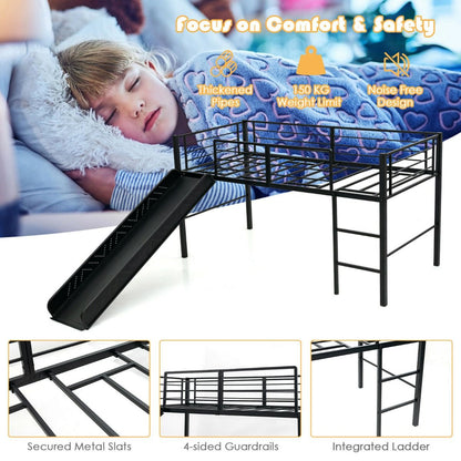 "Cozy Loft Bed with Slide, Stairs, and Safety Guardrails for Kids"