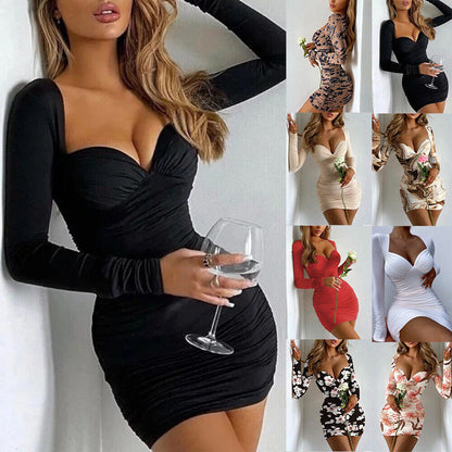 "Sexy Long Sleeve Bodycon Mini Dress for Evening Party - Size 14"