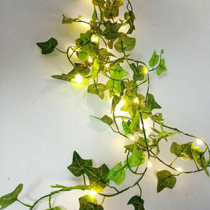 "Luminous Ivy Garland: Faux Greenery with LED Lights for Hanging Decor"