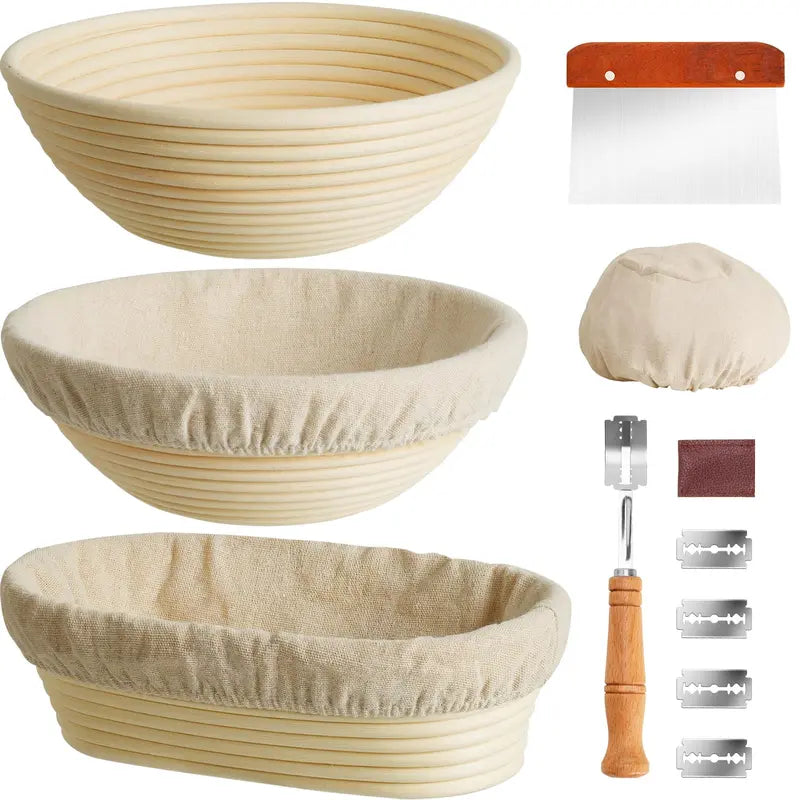 "Ultimate Bread Baking Kit: 37-Piece Banneton Basket Set with Tools and Accessories in Gift Box"