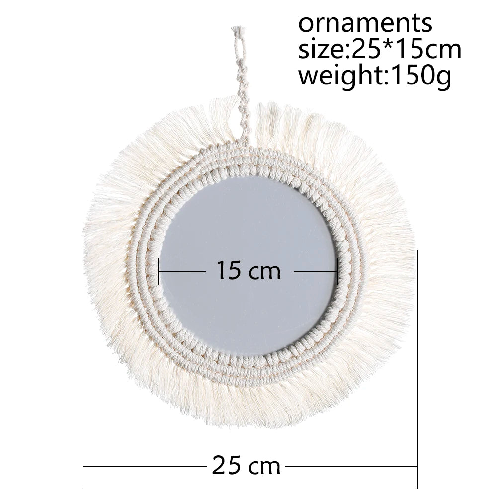 "Boho Chic Macrame Round Mirror Set for Stylish Home Decor"