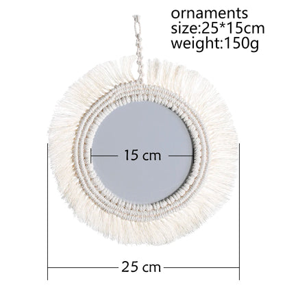 "Boho Chic Macrame Round Mirror Set for Stylish Home Decor"